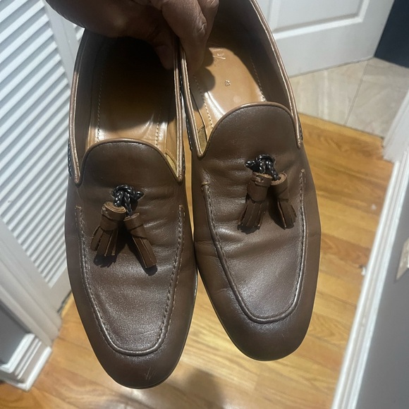 Zara Men’s Brown Leather Tassel Loafers Sz 43 main image 5
